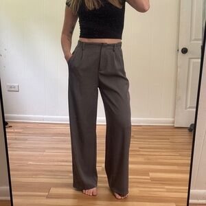 SHEIN Gray Wide-Leg Pants High-Waisted